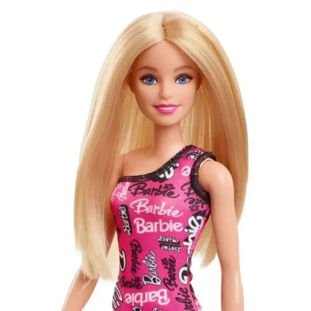 Mattel Barbie Fashion Doll with Straight Blonde Hair Wearing  Pink Dress